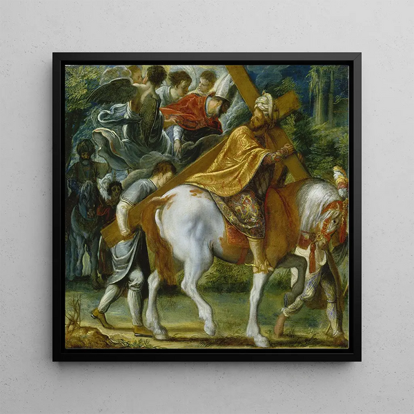 Héraclius on horseback with the cross - Adam Elsheimer — framed artwork on a wall