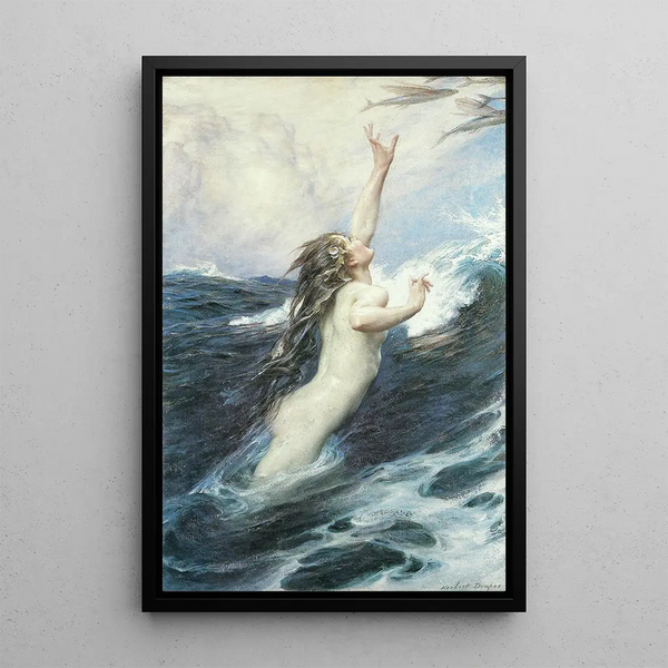 Flying Fish - Herbert James Draper — framed artwork on a wall