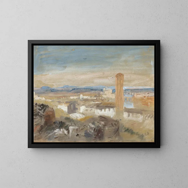 a Campanile among ruins - Hercules Brabazon Brabazon — framed artwork on a wall