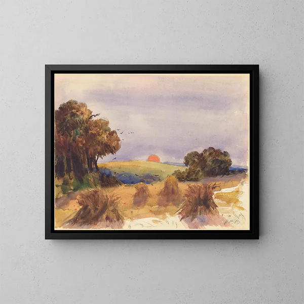 a Cornfield at Sunset - Hercules Brabazon Brabazon — framed artwork on a wall