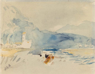 A landscape with mountains and a stream - Hercules Brabazon Brabazon — artwork view
