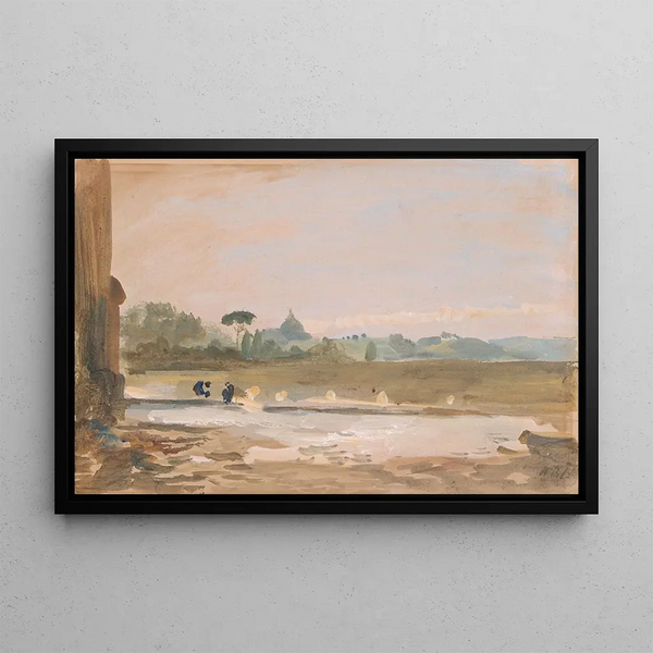 Distant View of Rome - Hercules Brabazon Brabazon — framed artwork on a wall