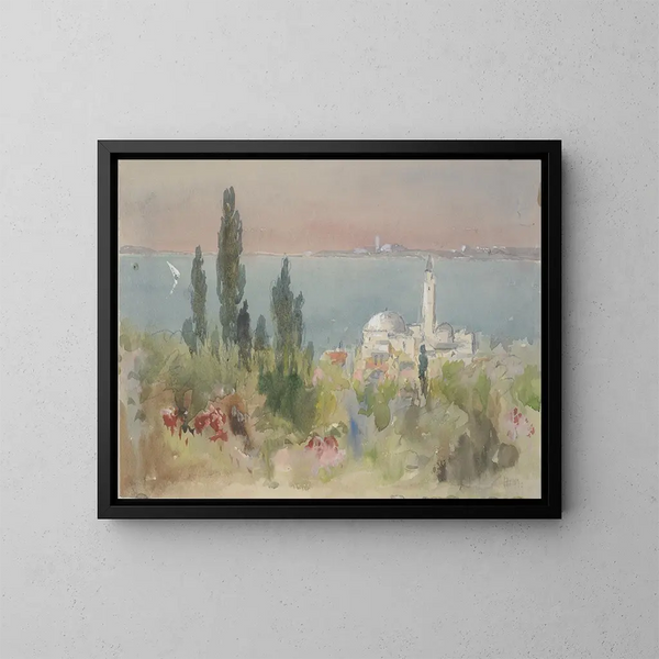 Lake Scene - Hercules Brabazon Brabazon — framed artwork on a wall