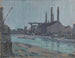 Landscape painting with industrial buildings by a river - Hercules Brabazon Brabazon — artwork view