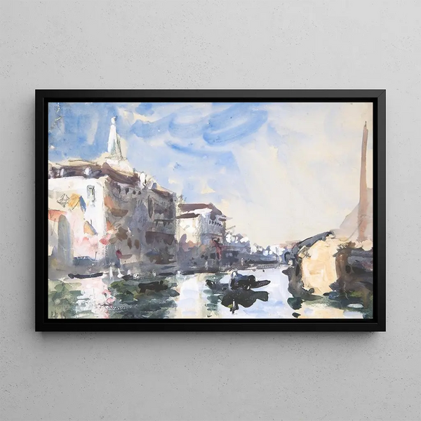Scene on the Grand Canal Venice - Hercules Brabazon Brabazon — framed artwork on a wall