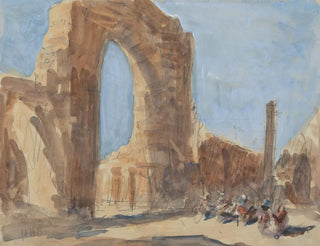 the Quwwat-ul-Islam Mosque and the Iron Pillar of Delhi in the Qûtb Minâr complex - Hercules Brabazon Brabazon — artwork view