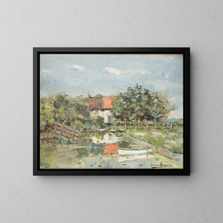 Summer Farm Painting - Herman Bogaert — framed artwork on a wall