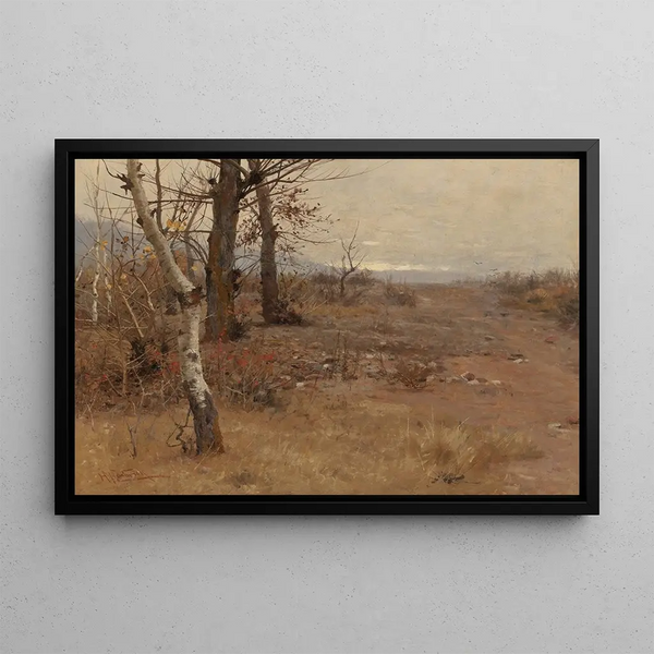 Birches in Autumn - Herman Hartwich — framed artwork on a wall