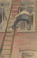 Window cleaner - Herman Heijenbrock — framed artwork on a wall