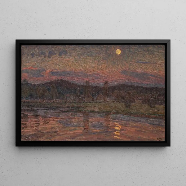 Landscape by Moonlight - Herman Norrman — framed artwork on a wall