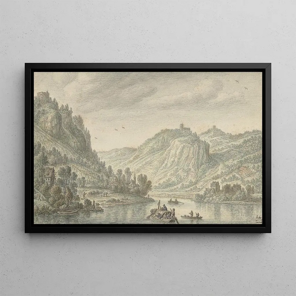 Le Rhin près des Drachenfels - Herman Saftleven — framed artwork on a wall