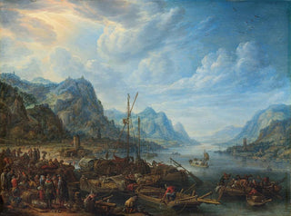 View of a River with Boat Moorings - Herman Saftleven — artwork view