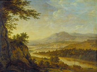 River landscape painting with cliff ascent - Herman Saftleven III — artwork view