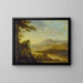 River landscape painting with cliff ascent - Herman Saftleven III — framed artwork on a wall