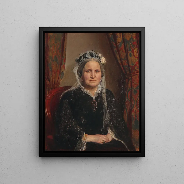 Portrait Painting of Countess Julie Louise Sophie Trampe née Countess Ahlefeldt Laurvigen - Herman Siegumfeldt — framed artwork on a wall