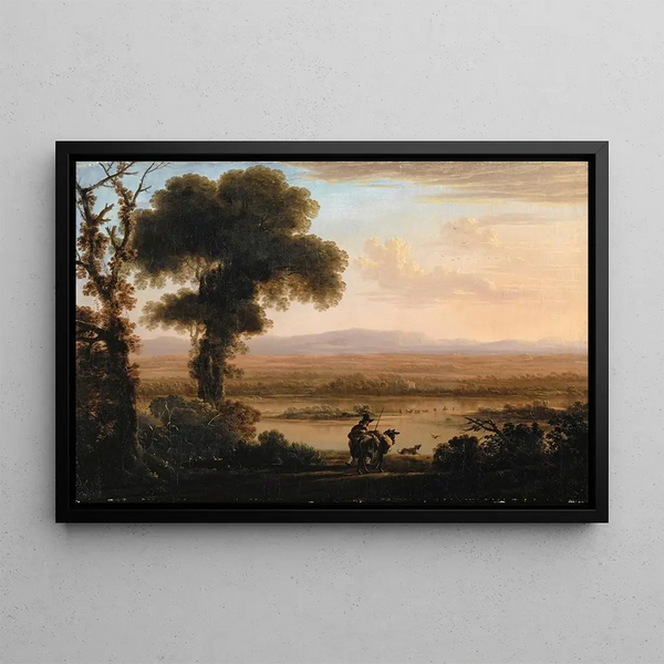 Landscape of a River in the South - Herman van Swanevelt — framed artwork on a wall