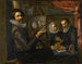 The painter in his studio painting the portrait of a married couple - Herman van Vollenhoven — artwork view