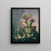 a Flower Basket with Fruits near a Tree Stump - Hermania Neergaard — framed artwork on a wall