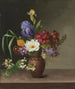 Greek-style Vase Painting with Iris, Lilac, and Honeysuckle - Hermania Neergaard — artwork view