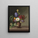 Greek-style Vase Painting with Iris, Lilac, and Honeysuckle - Hermania Neergaard — framed artwork on a wall