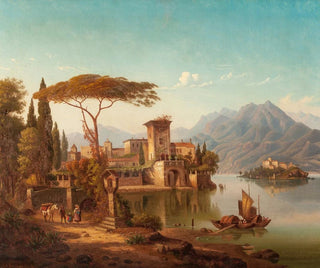 Northern Italy landscape painting, probably Lake Como - Hermann August Krüger — artwork view