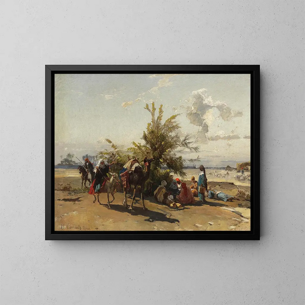 A campement dans une oasis - Hermann David Salomon Corrodi — framed artwork on a wall