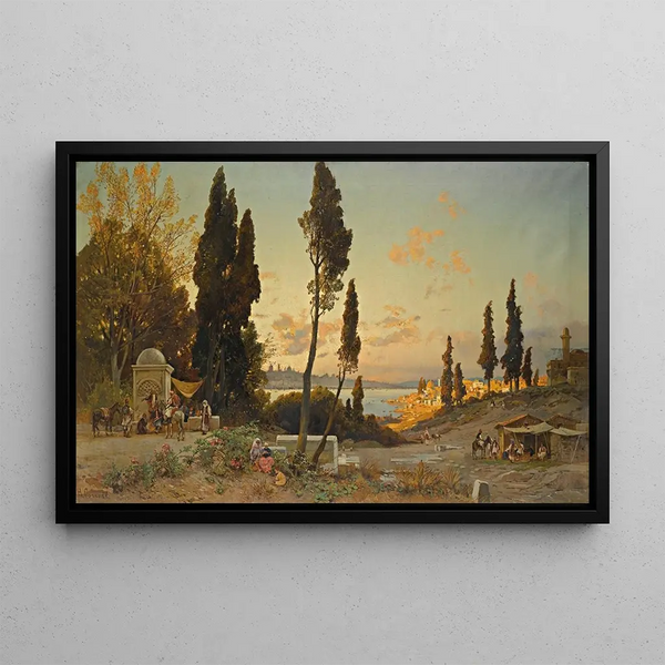 View Through the Bosphorus Constantinople - Hermann David Salomon Corrodi — framed artwork on a wall