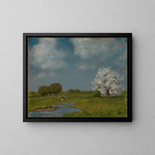 Spring at the Stream - Hermann Dumler — framed artwork on a wall