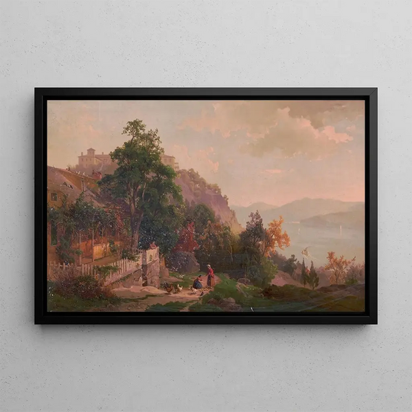 View of the Hudson near West Point - Hermann Fuechsel — framed artwork on a wall