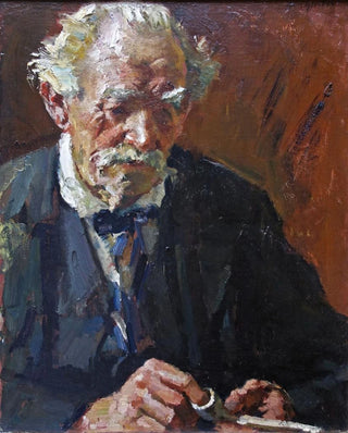 Hermann Groeber - Alter weihaariger Mann Pfeife stopfend.webp