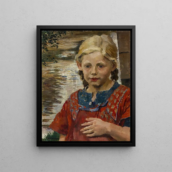 Portrait of a Girl - Hermann Groeber — framed artwork on a wall