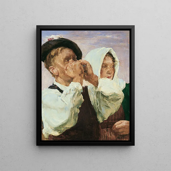 Harmonica Player - Hermann Groeber — framed artwork on a wall