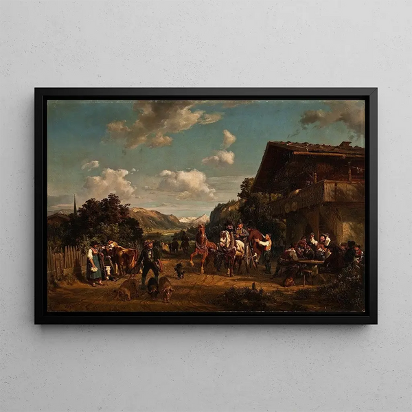 Auberge tyrolienne en bord de route - Hermann Kauffmann — framed artwork on a wall