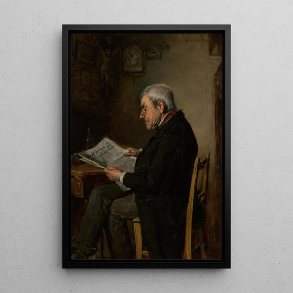A gentleman reading a newspaper - Hermann Kern — framed artwork on a wall
