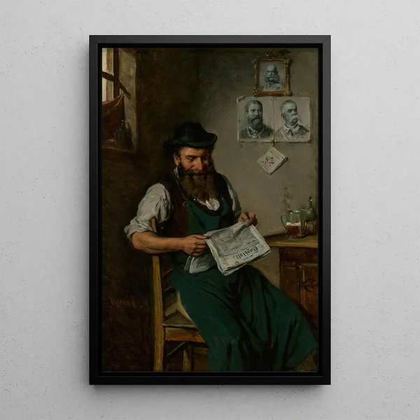 a merchant reading a newspaper - Hermann Kern — framed artwork on a wall