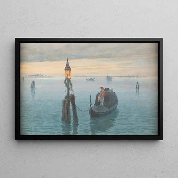 Evening in the Venetian Lagoon - Hermann Krezzer — framed artwork on a wall