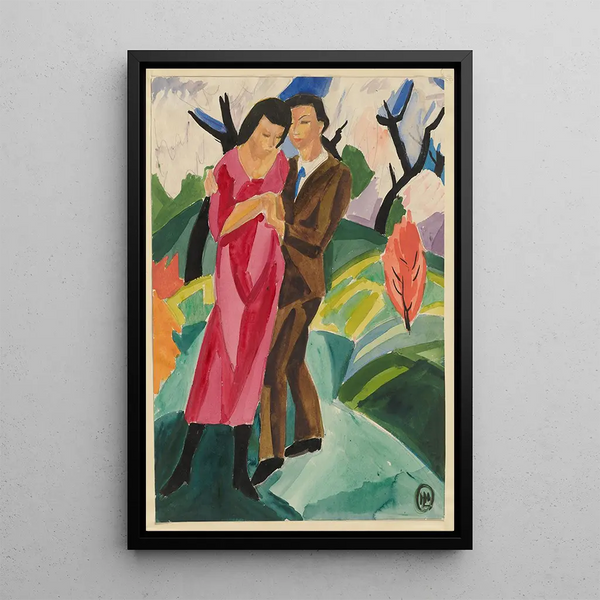 Couple outside - Hermann Lismann — framed artwork on a wall