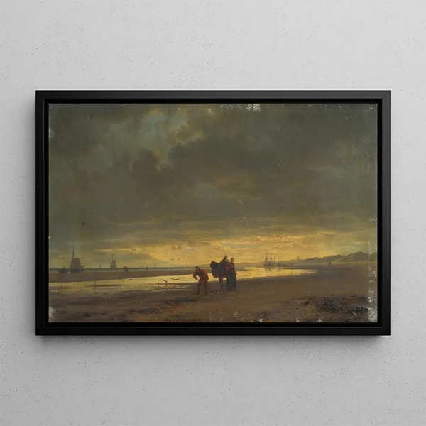 Dutch Coast at Low Tide - Hermann Mevius — framed artwork on a wall