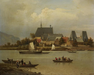 L'île de Niederwerth sur le Rhin près de Coblence - Hermann Meyerheim — artwork view