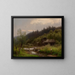 "Ferme au bord du ruisseau" by Hermann Ottomar Herzog — framed artwork on a wall