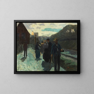 Stuttgart West Station at dusk - Hermann Pleuer — framed artwork on a wall
