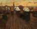 in front of the entrance halls of the old Stuttgart station - Hermann Pleuer — artwork view