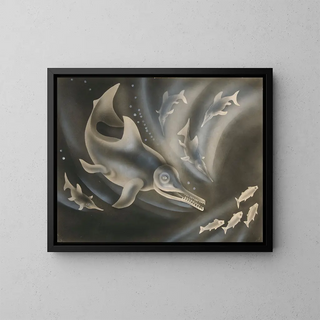 Prehistoric Animal Painting - Hermann Post — framed artwork on a wall