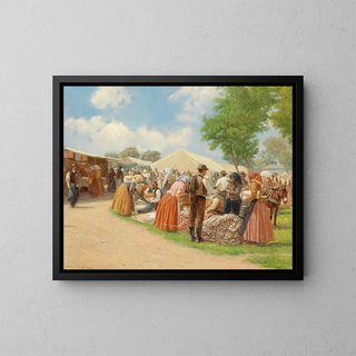Vegetable Market Painting - Hermann Reisz — framed artwork on a wall