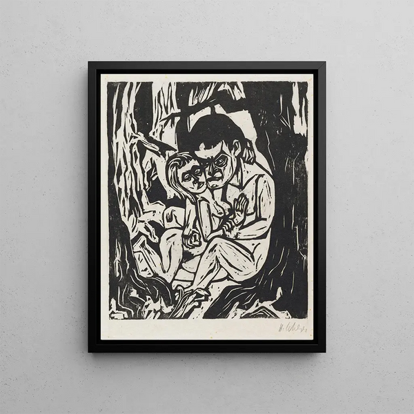Couple in the Forest - Hermann Scherer — framed artwork on a wall