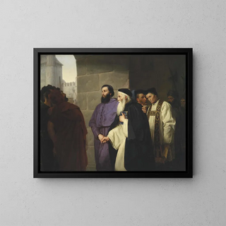 Hugh Latimer and Nicholas Ridley on the way to the stake - Hermann Schweder — framed artwork on a wall