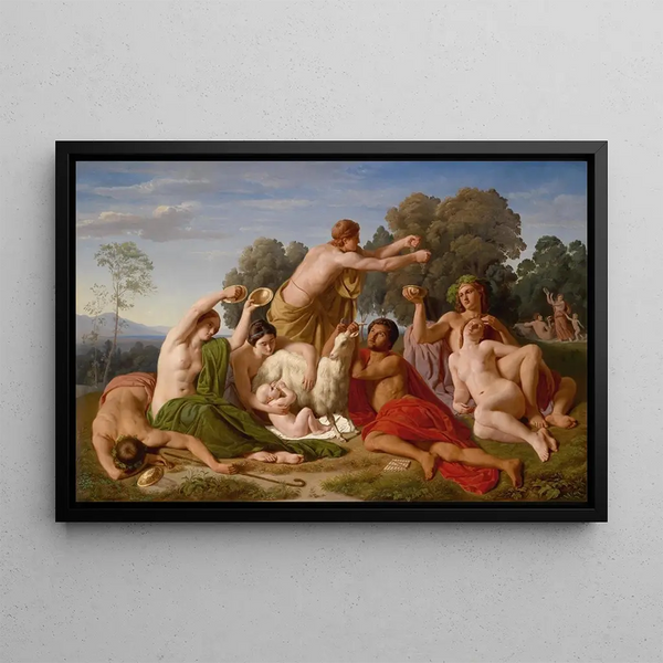 L'Éducation de Jupiter sur le mont Ida en Crète - Hermann Steinfurth — framed artwork on a wall
