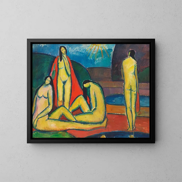 nude women bathing - Hermann Stenner — framed artwork on a wall