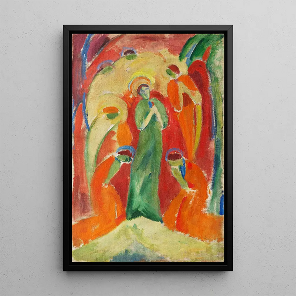 Sainte vénérée par des anges - Hermann Stenner — framed artwork on a wall