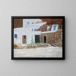 Les portes bleues de Ponza - Hermann Urban — framed artwork on a wall